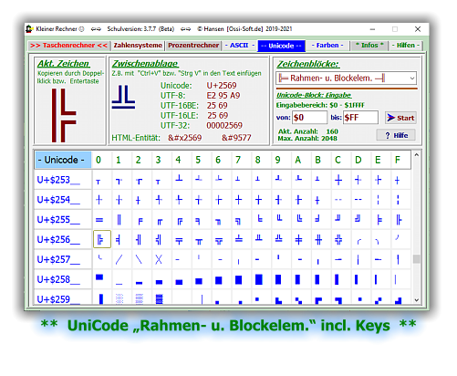 **  UniCode „Rahmen- u. Blockelem.“ incl. Keys  **