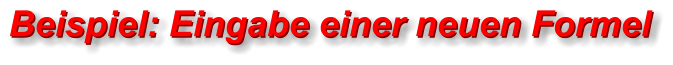 Beispiel: Eingabe einer neuen Formel Beispiel: Eingabe einer neuen Formel