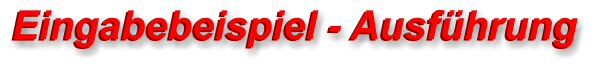 Eingabebeispiel - Ausführung Eingabebeispiel - Ausführung